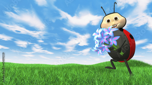 Illustration: ladybird carries flowers ladybird carries flowers