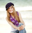 Funny teen girl near the sea. Funny teen girl near the sea.
