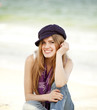 Funny teen girl near the sea. Funny teen girl near the sea.