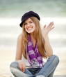 Funny teen girl near the sea. Funny teen girl near the sea.