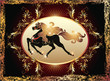 Galloping horse and luxurious ornament Galloping horse and luxurious ornament