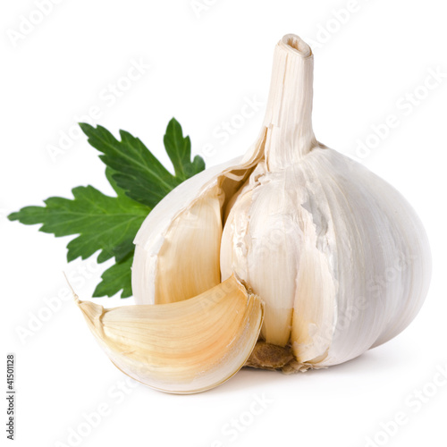 Photo: garlic isolated on white background garlic isolated on white background