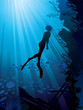 Silhouette of freediver in sea