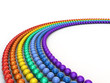 Spheres colored as rainbow formed in  curve