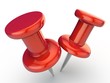 red pins over white background