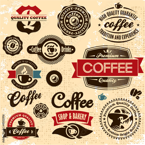 Vector: Coffee labels and badges. Retro style coffee vintage collection. Coffee labels and badges. Retro style coffee vintage collection.