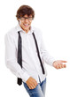 Relaxed guy with imaginary guitar