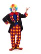 Clown pointing upward