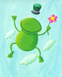 Funny frog jumping up