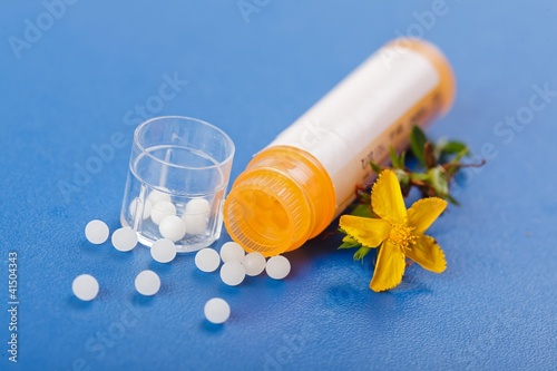 Photo: Homeopathic pills and Hypericum Homeopathic pills and Hypericum