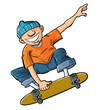 Vector: Cartoon of boy jumping on his skateboard. Cartoon of boy jumping on his skateboard.