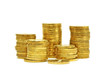 Piles of golden coins (isolated)