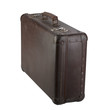 Old brown suitcase isolated on white