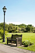 Streetlight, the bench and the garden