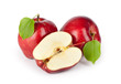 Two ripe red apples and half. Two ripe red apples and half.