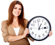 Woman holding a clock