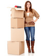 Happy woman moving house