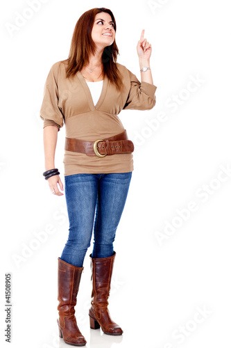 Photo: Woman pointing an idea Woman pointing an idea