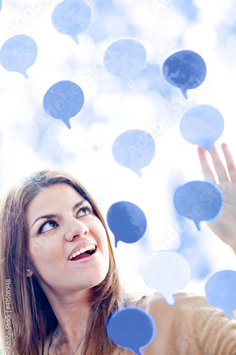 Photo: Woman with thought bubbles Woman with thought bubbles