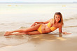 pretty woman in bikini and glasses