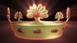 Golden crown 3D animation with floral ornament and Red Ruby Golden crown 3D animation with floral ornament and Red Ruby