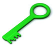 Green key icon 3d with shadow Green key icon 3d with shadow