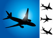 Three airplanes vector illustration