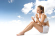 woman eating yogurt