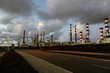 Oil refinery by night
