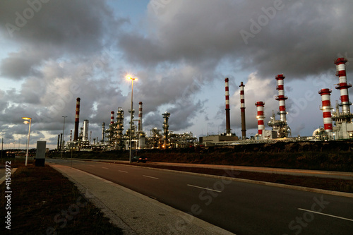 Photo: Oil refinery by night Oil refinery by night