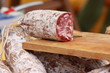 Italian Salami on the chopping board - Salame