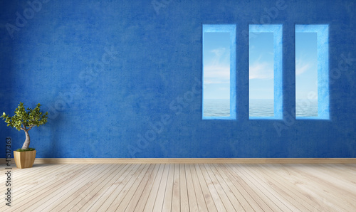 Illustration: empty blue interior empty blue interior