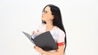 Female doctor in glasses with clipboard Female doctor in glasses with clipboard