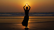 Silhouette of a woman on the background of sunset. Silhouette of a woman on the background of sunset.