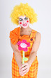 Funny clown with colourful flower Funny clown with colourful flower