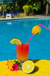 Tropical cocktail near swimming pool Tropical cocktail near swimming pool