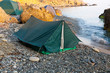 tourist tent near sea