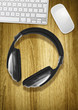 computer and headphones