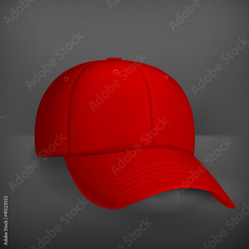 Vector: Red baseball cap, vector Red baseball cap, vector