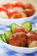 Meat cutlets with cucumber and mushrooms