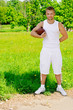 beautiful young sportsman with rugby ball beautiful young sportsman with rugby ball