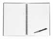 open lined book and pen