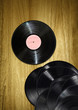 vinyl records on desk
