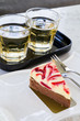 Strawberry cheesecake with tea