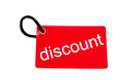 red paper tag labeled with discount words