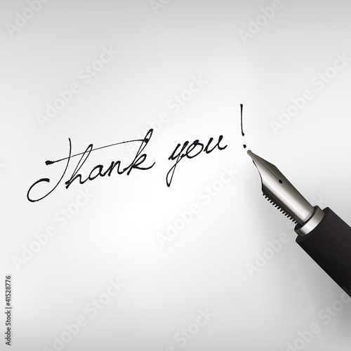 Vector: Füllfederhalter mit Schrift Thank you Füllfederhalter mit Schrift Thank you