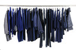 Designer fashion clothing hanging as display