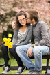 kiss on a bench
