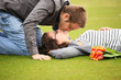kiss on lawn