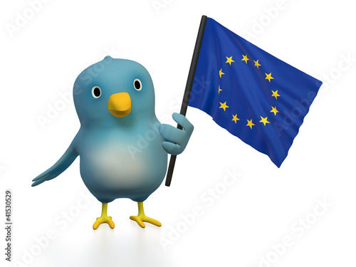 Illustration: Blue bird ("Bluebert") with the flag of Europe Blue bird ("Bluebert") with the flag of Europe
